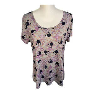 LuLaRoe Disney Classic Top Size Medium Minnie Mouse Grey & Purple‎